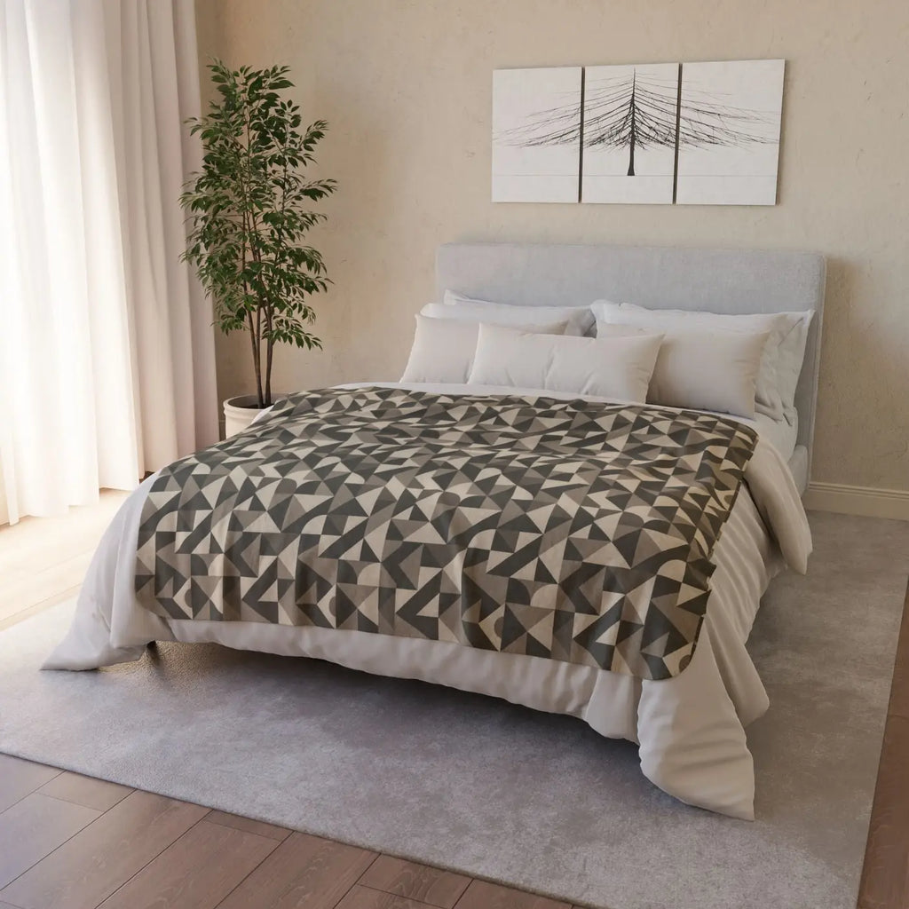 Cozy Geometric Sherpa Blanket - Soft Fleece Warmth - DipaliZ
