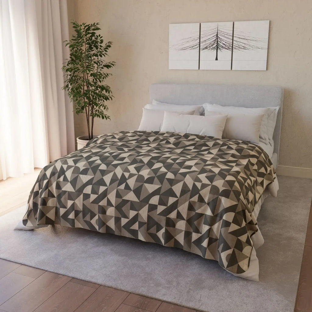 Cozy Geometric Sherpa Blanket - Soft Fleece Warmth - DipaliZ