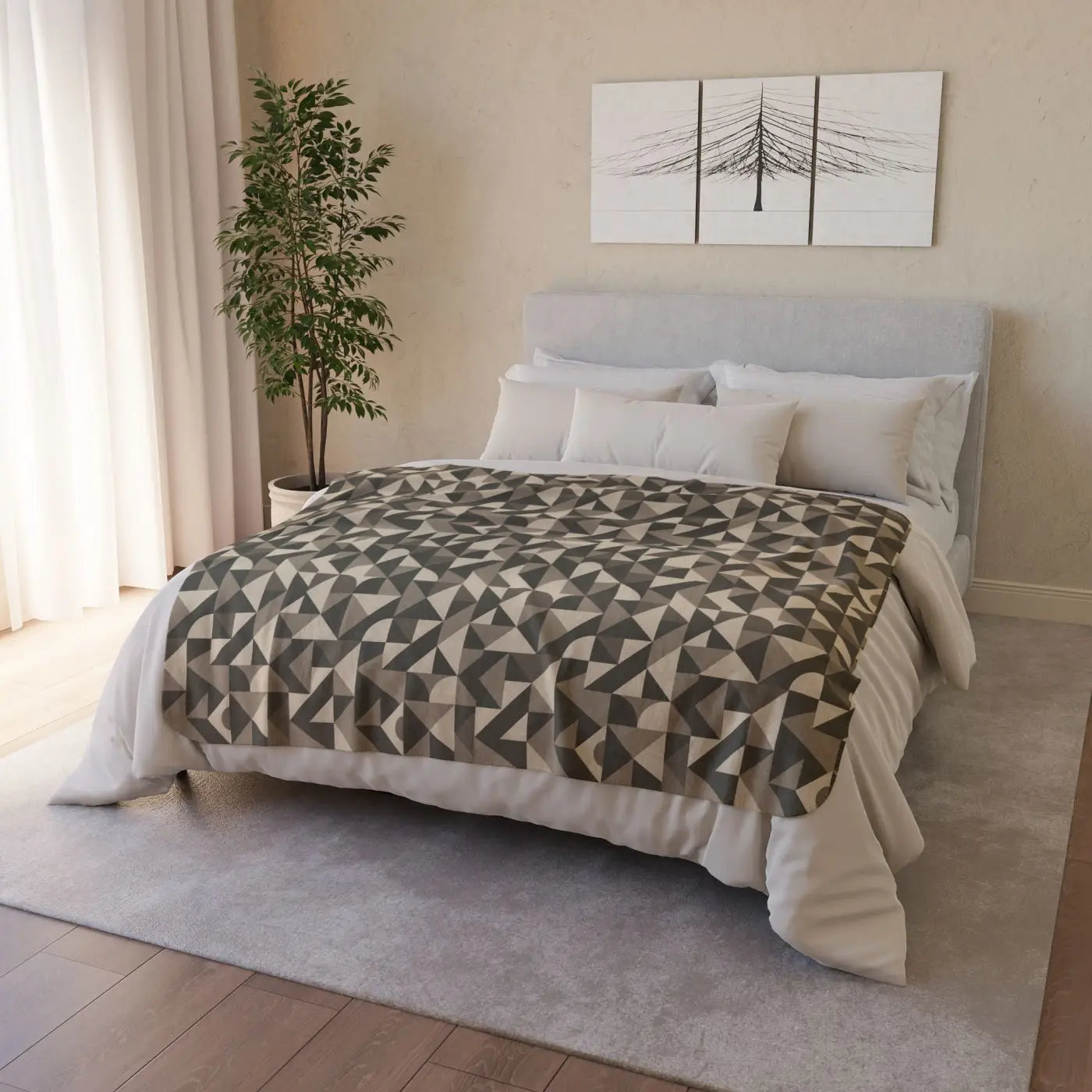 Cozy Geometric Sherpa Blanket - Soft Fleece Warmth - DipaliZ