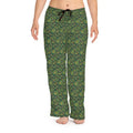 Womens Pajama Pants - Green Paisley Print Polyester - DipaliZ