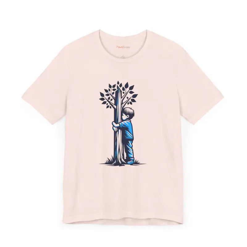 Nature Lover Tee - Boy Hugging Tree Jersey Short Sleeve - DipaliZ