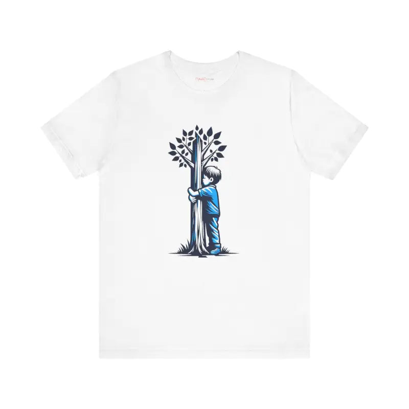 Nature Lover Tee - Boy Hugging Tree Jersey Short Sleeve - DipaliZ