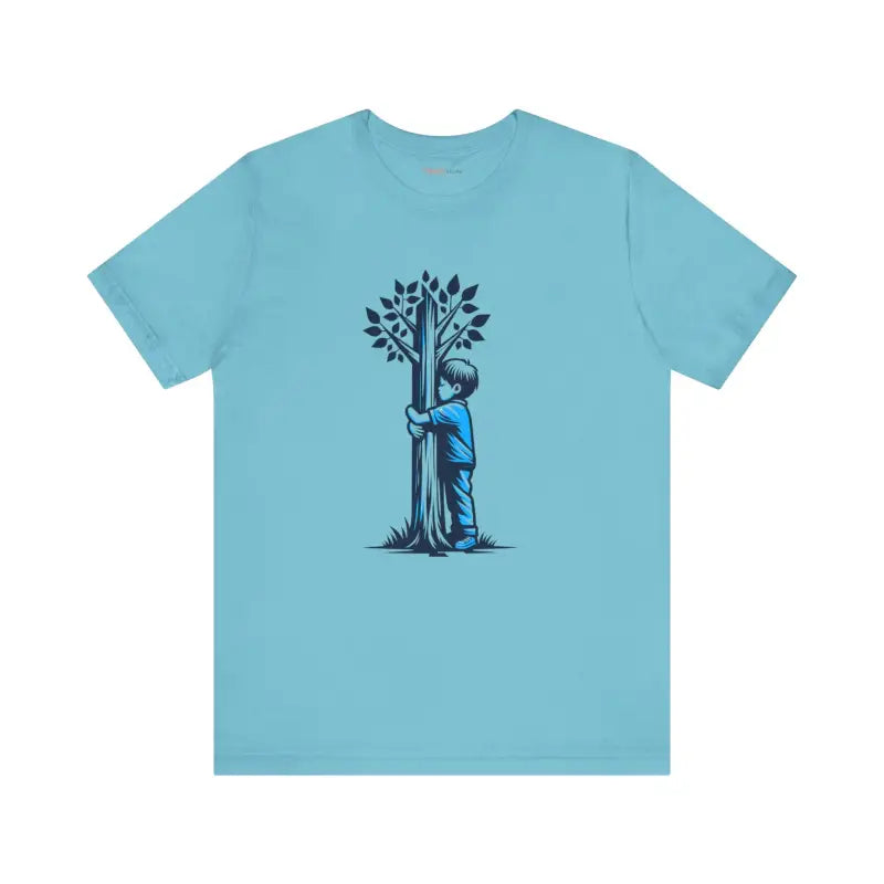 Nature Lover Tee - Boy Hugging Tree Jersey Short Sleeve - DipaliZ