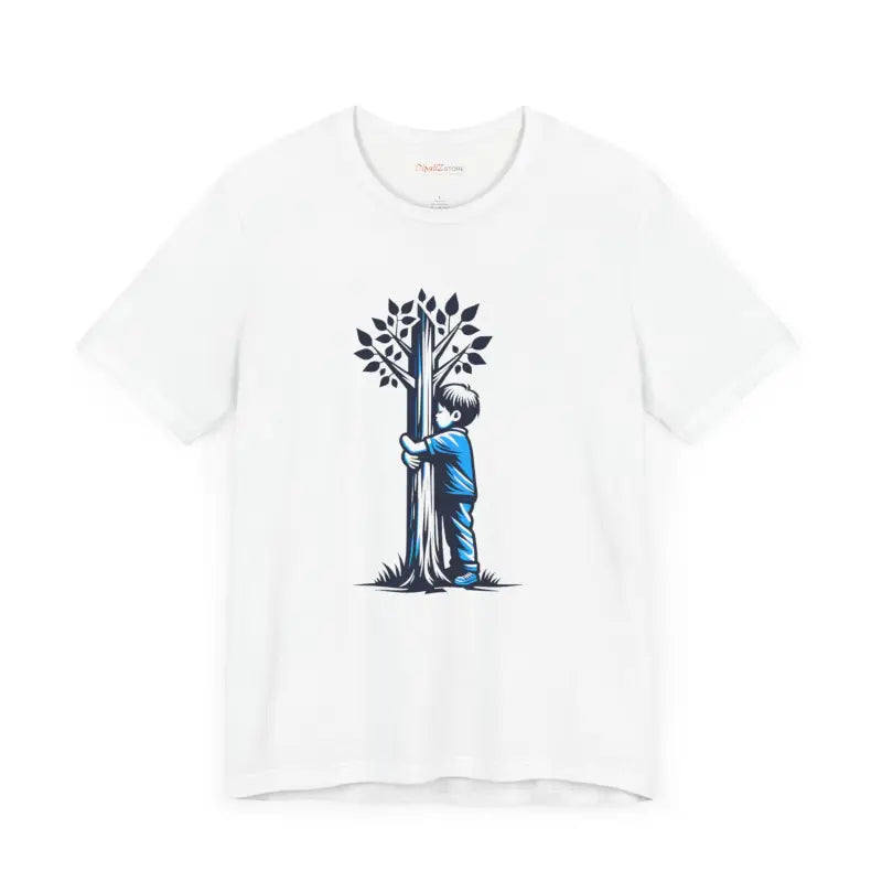 Nature Lover Tee - Boy Hugging Tree Jersey Short Sleeve - DipaliZ