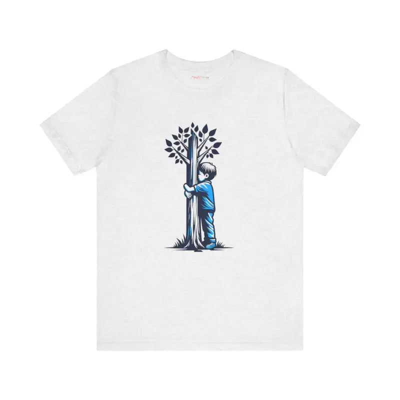 Nature Lover Tee - Boy Hugging Tree Jersey Short Sleeve - DipaliZ