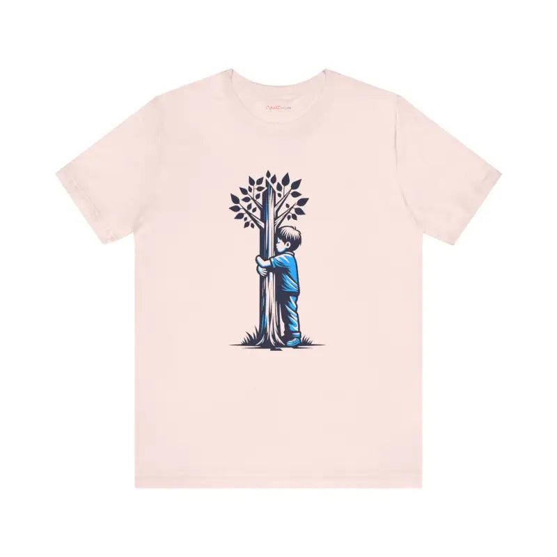 Nature Lover Tee - Boy Hugging Tree Jersey Short Sleeve - DipaliZ