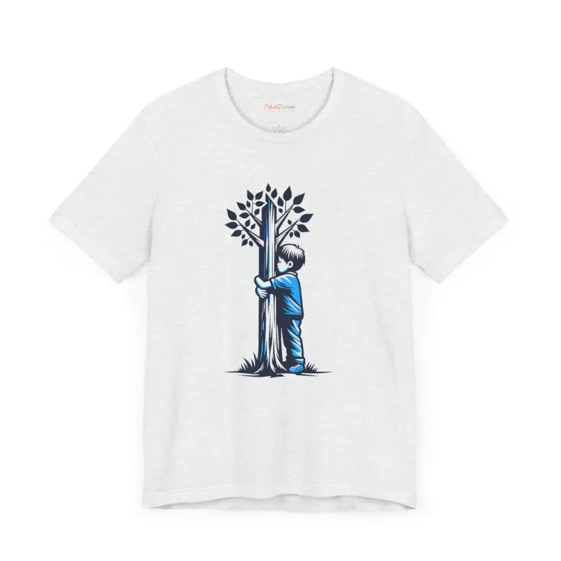 Nature Lover Tee - Boy Hugging Tree Jersey Short Sleeve - DipaliZ