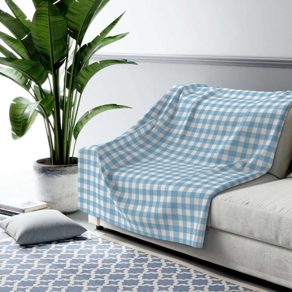 Gingham Cozy Sherpa Fleece Blanket - Ultra-Soft Warmth - DipaliZ