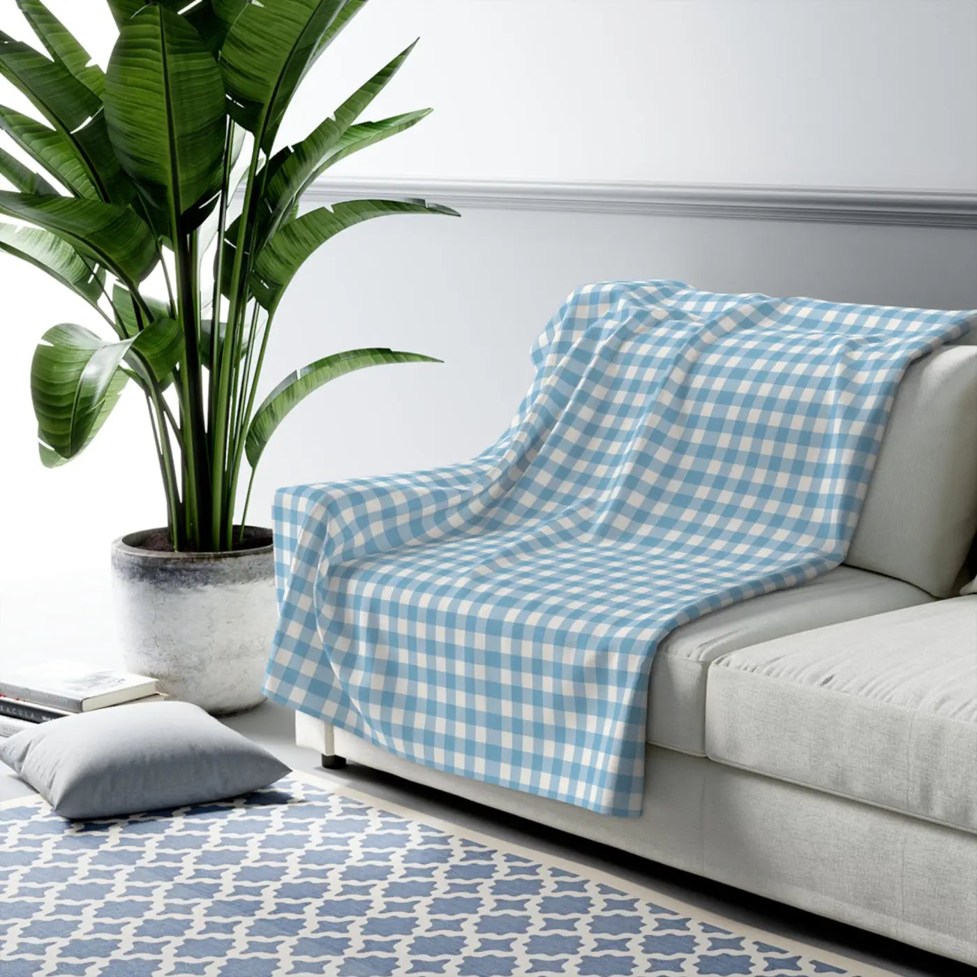 Gingham Cozy Sherpa Fleece Blanket - Ultra-Soft Warmth - DipaliZ