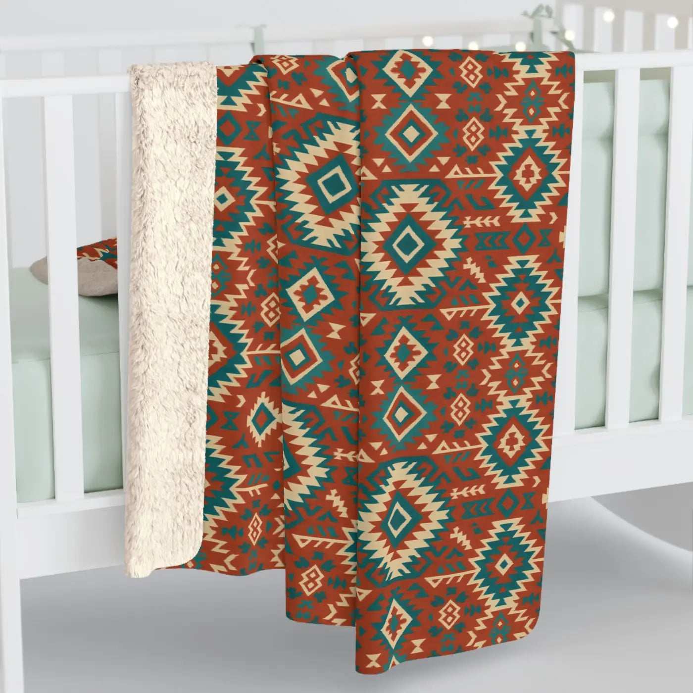 Cozy Sherpa Blanket - Boho Geo Pattern Fleece - DipaliZ