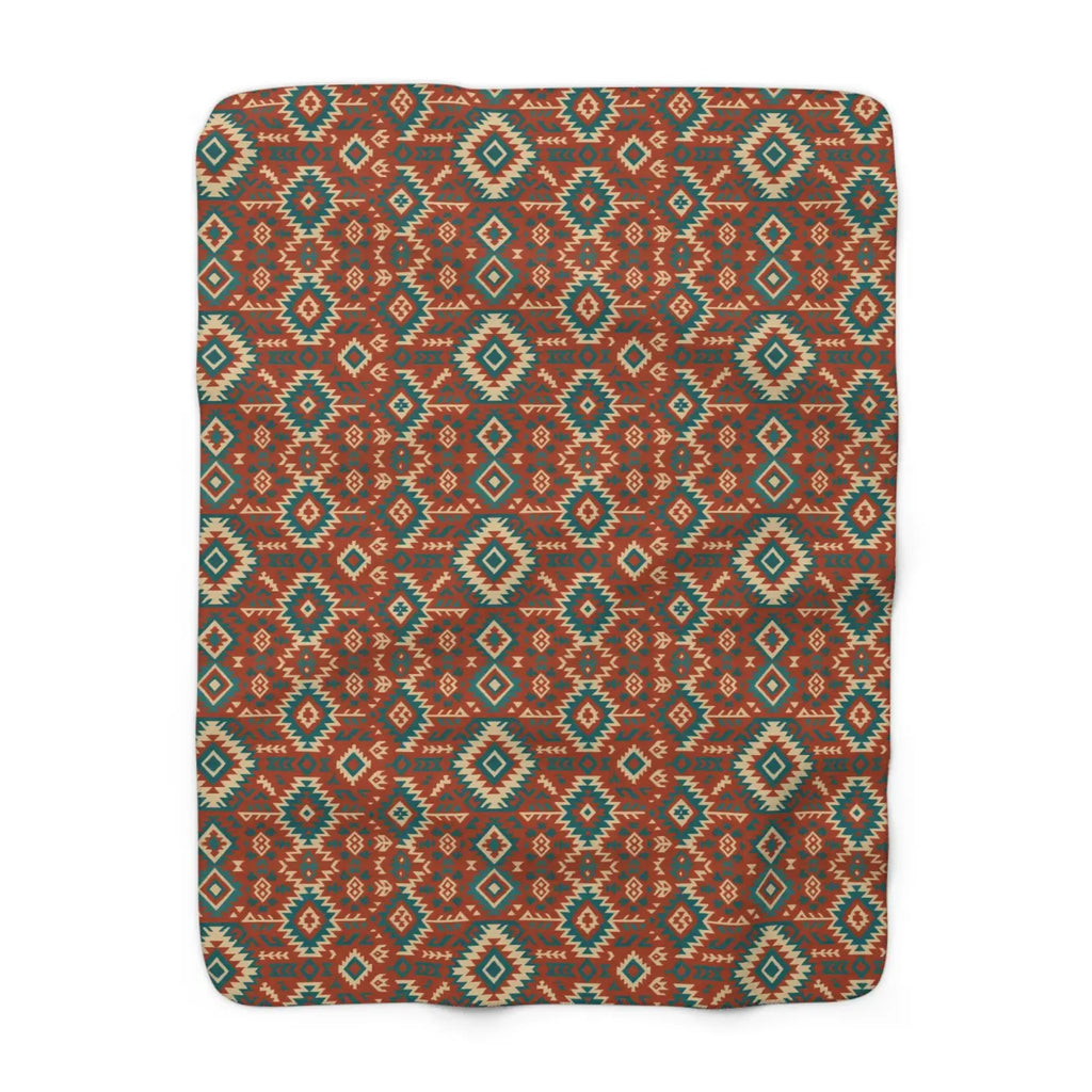 Cozy Sherpa Blanket - Boho Geo Pattern Fleece - DipaliZ