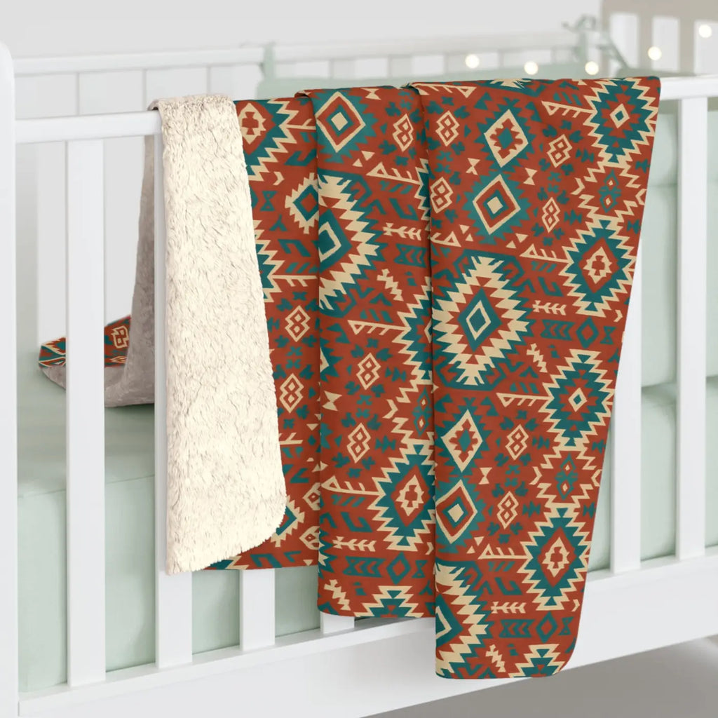 Cozy Sherpa Blanket - Boho Geo Pattern Fleece - DipaliZ