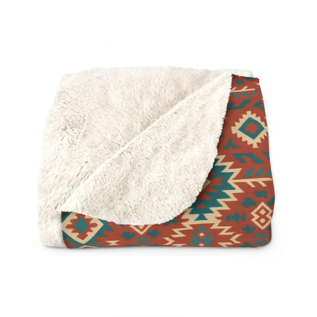 Cozy Sherpa Blanket - Boho Geo Pattern Fleece - DipaliZ