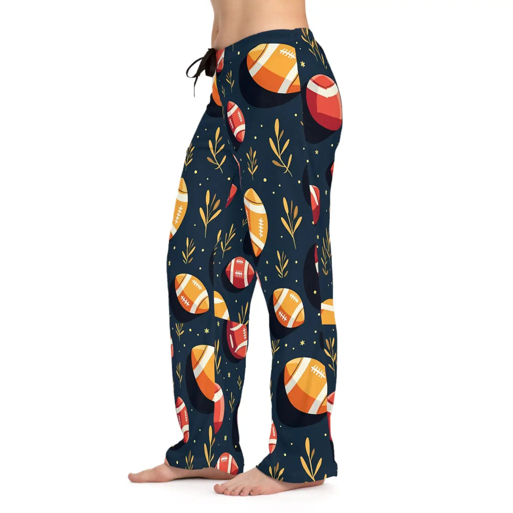 Cozy Women's Pajama Pants - Vibrant Football Pattern - DipaliZ