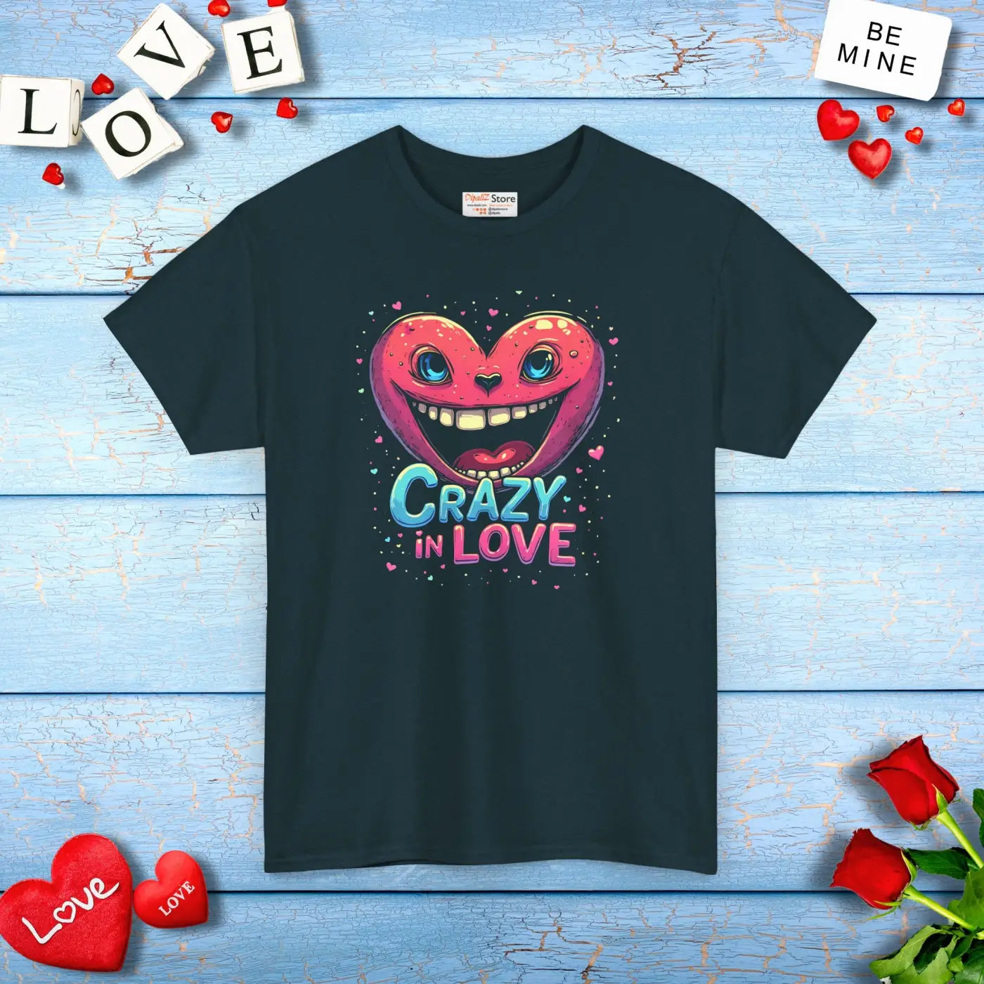 Unisex Heavy Cotton Tee - Pink Heart Graphic Design - DipaliZ