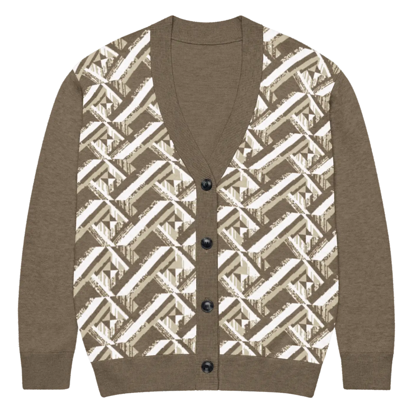 Geometric Pattern Cardigan - Cloud-Soft Cream Black - DipaliZ