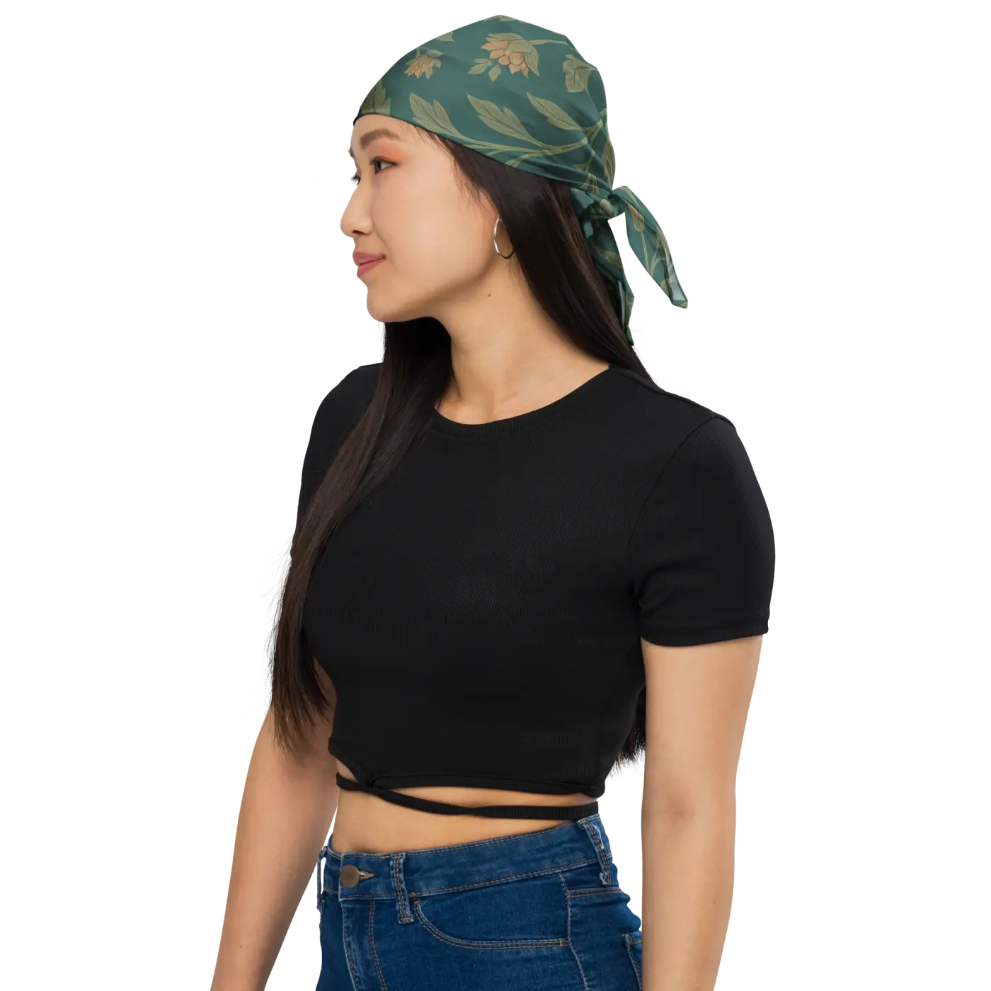 All-Over Print Bandana - Cream Flowers Recycled Polyester - DipaliZ