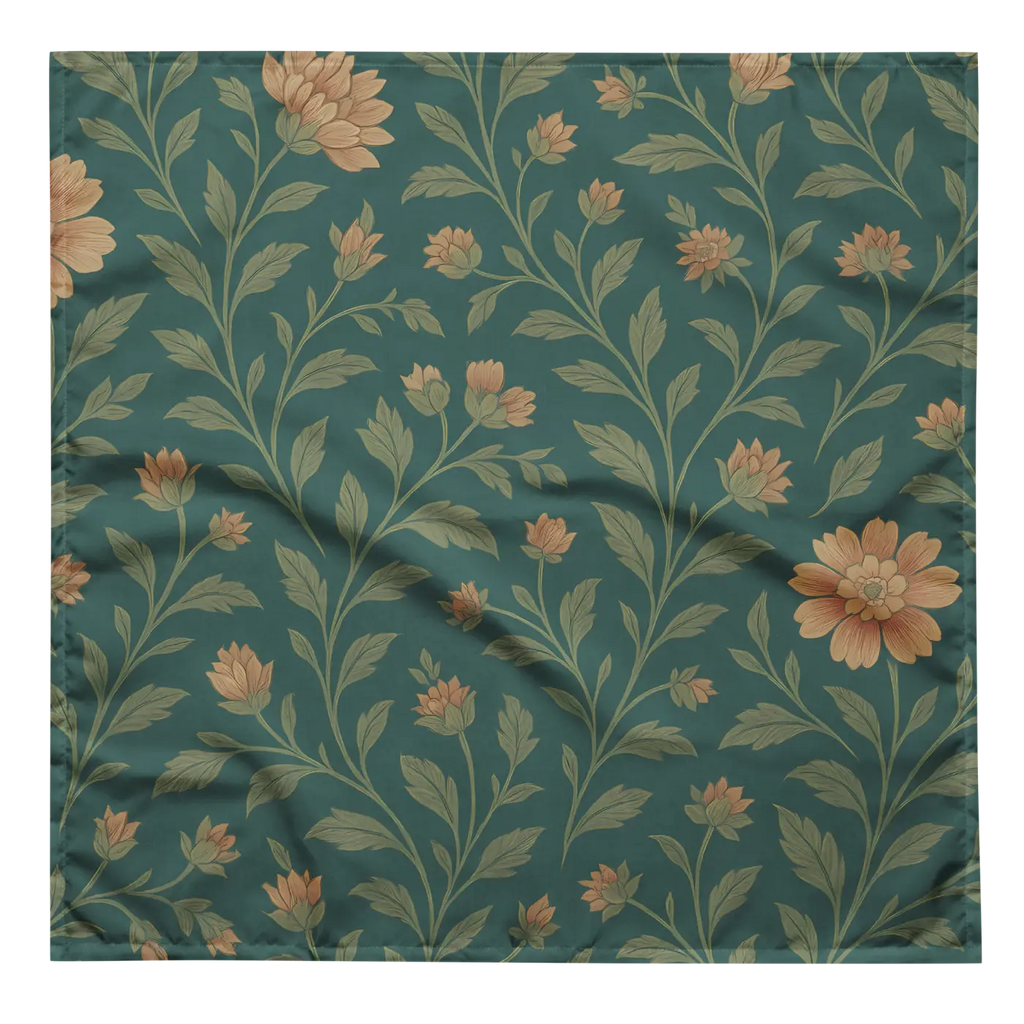 All-Over Print Bandana - Cream Flowers Recycled Polyester - DipaliZ