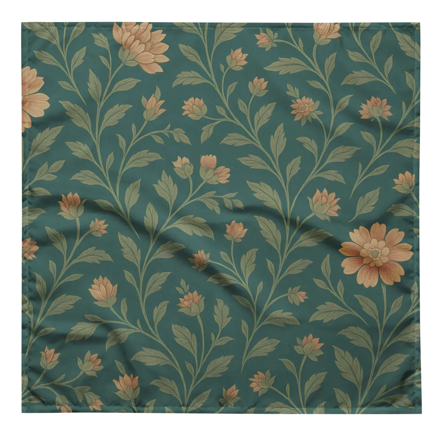 All-Over Print Bandana - Cream Flowers Recycled Polyester - DipaliZ
