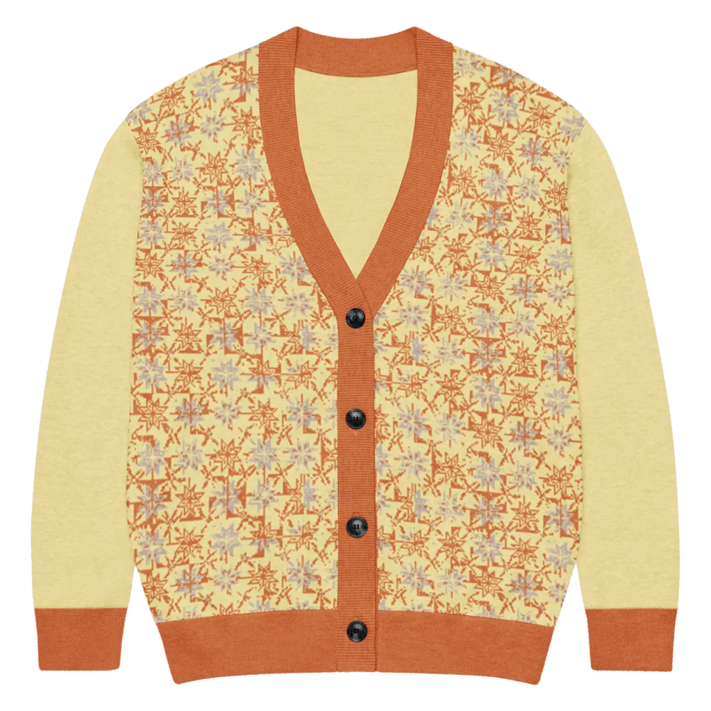 Cream Pocket Cardigan - Cozy Chic Jacquard Knit - DipaliZ