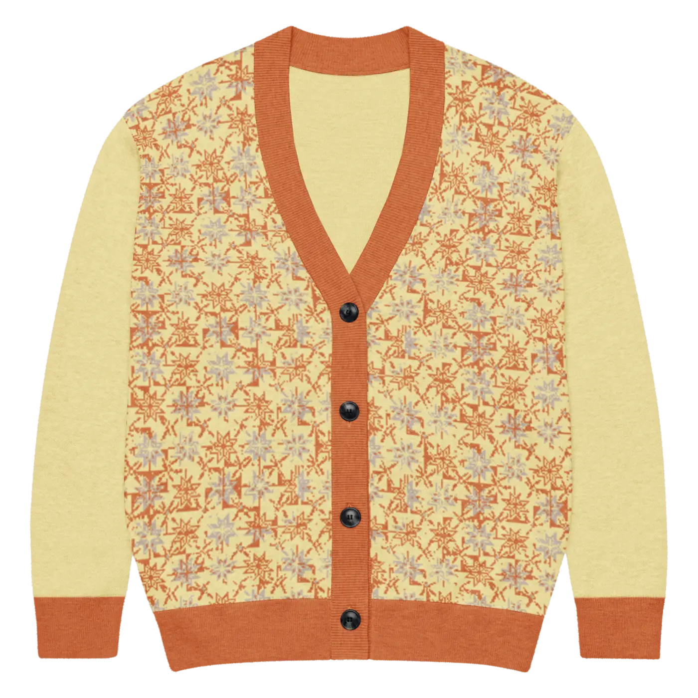 Cream Pocket Cardigan - Cozy Chic Jacquard Knit - DipaliZ