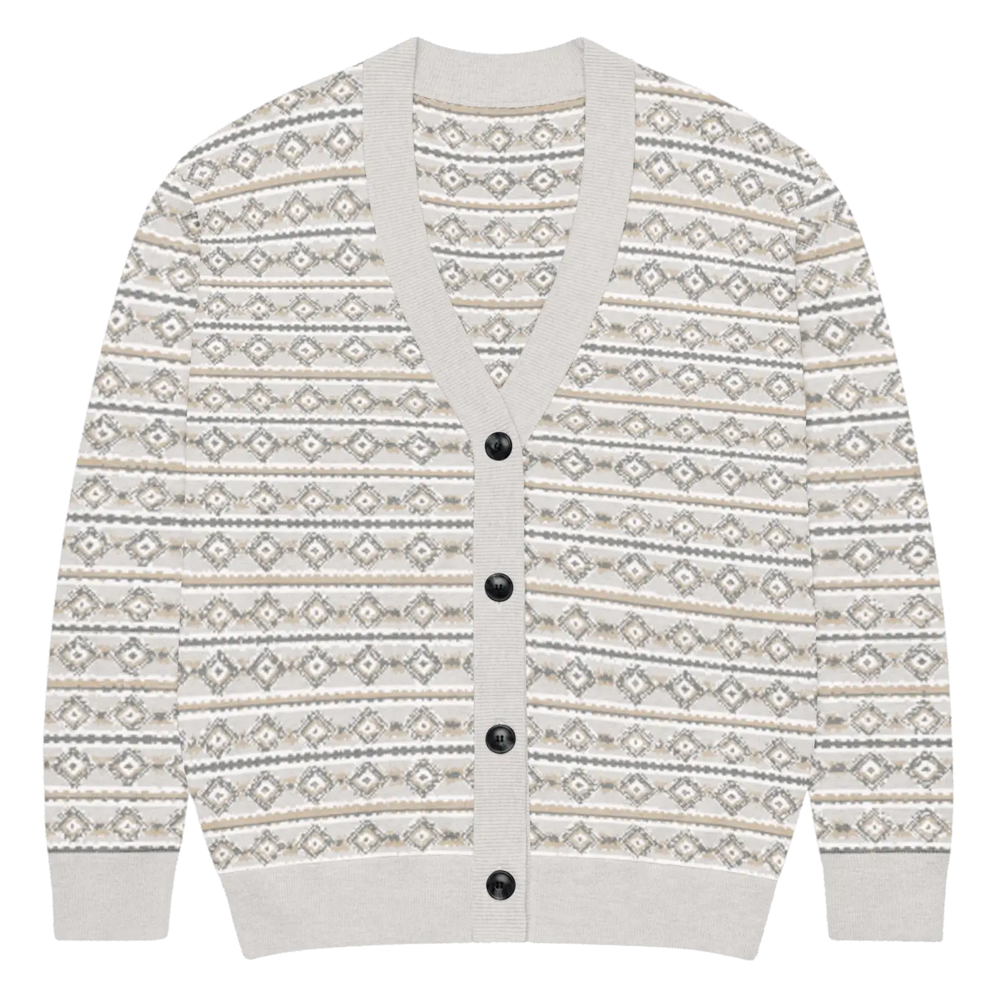 Cream Ribbed Knit Button Cardigan - Cozy Comfort Style - DipaliZ