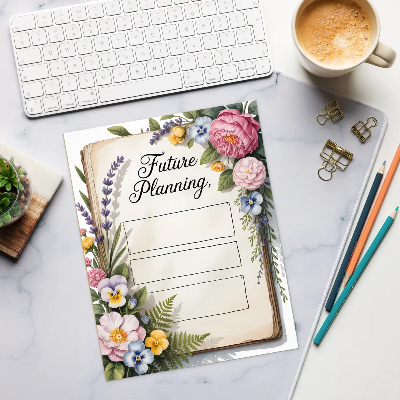 Future Planning Notepad - Flower Border Design - DipaliZ