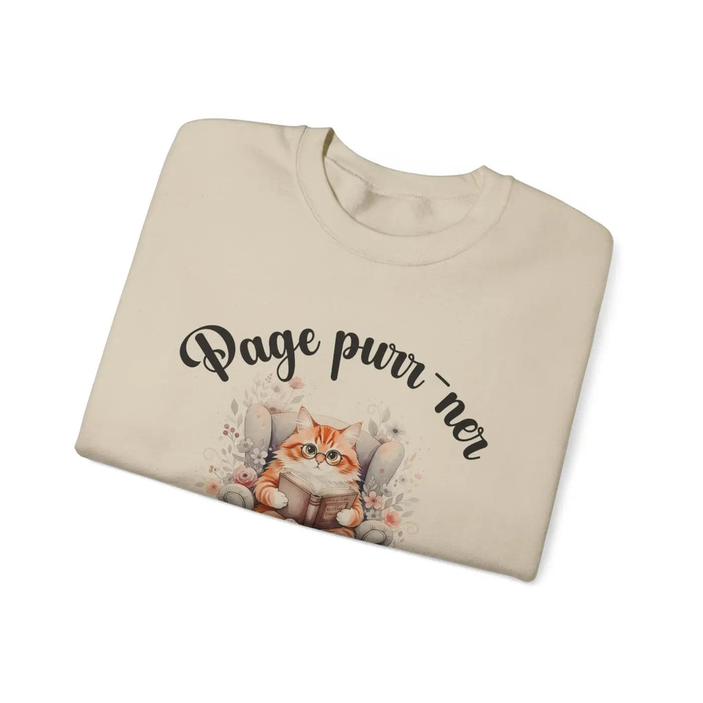 Cozy Literary Reading Cat Graphic Sweatshirt - DipaliZ