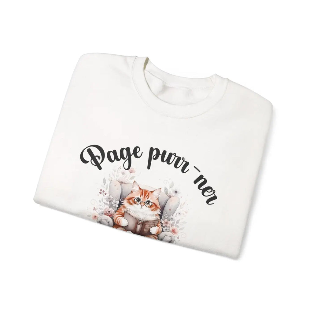 Cozy Literary Reading Cat Graphic Sweatshirt - DipaliZ