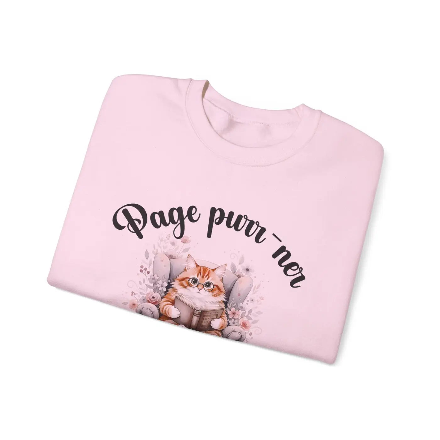 Cozy Literary Reading Cat Graphic Sweatshirt - DipaliZ