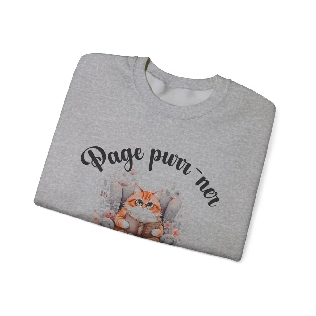 Cozy Literary Reading Cat Graphic Sweatshirt - DipaliZ