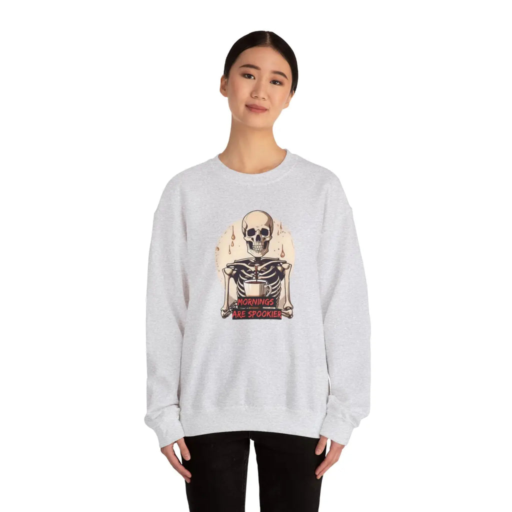 Skeleton Coffee Crewneck Sweatshirt - Spooky Mornings - DipaliZ