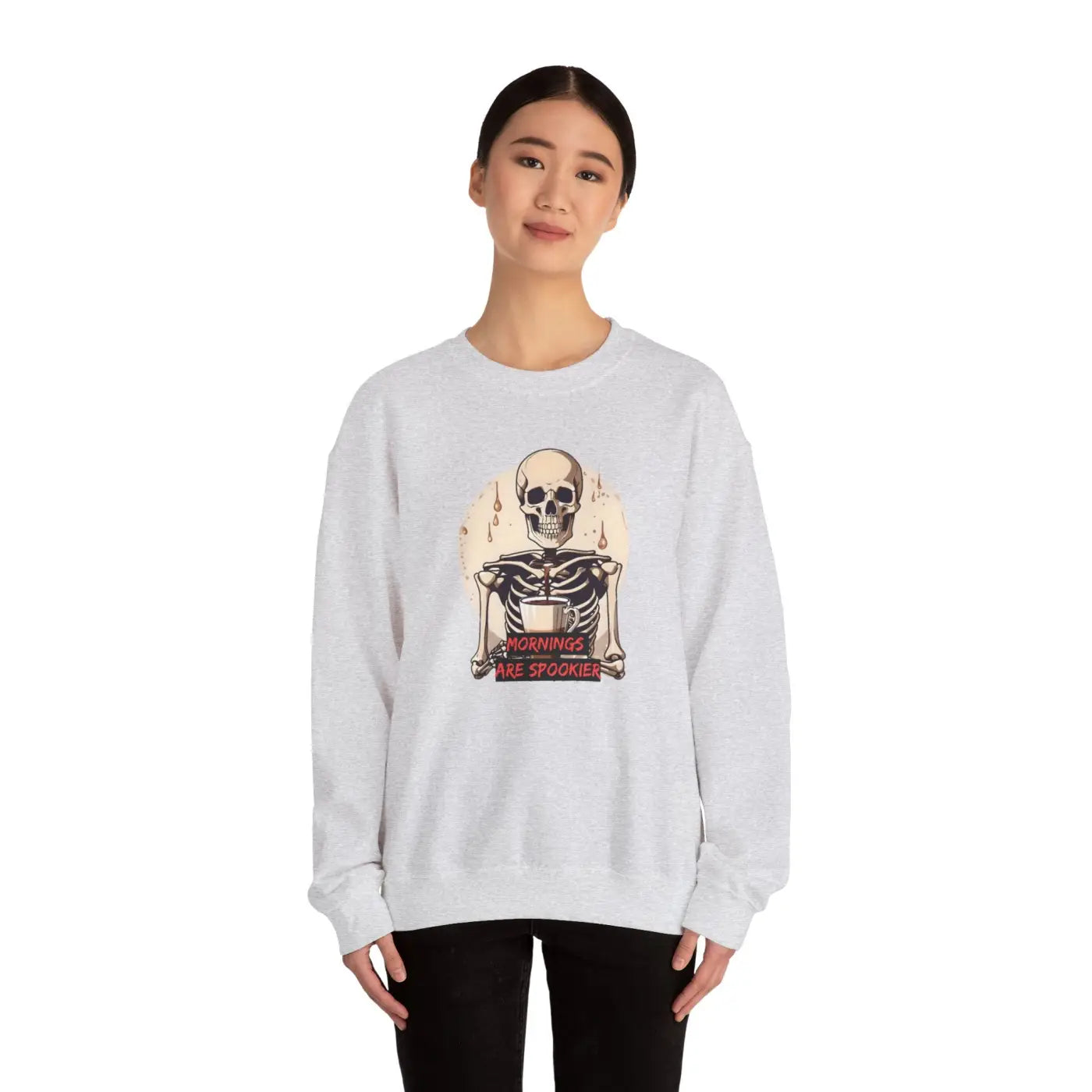 Skeleton Coffee Crewneck Sweatshirt - Spooky Mornings - DipaliZ