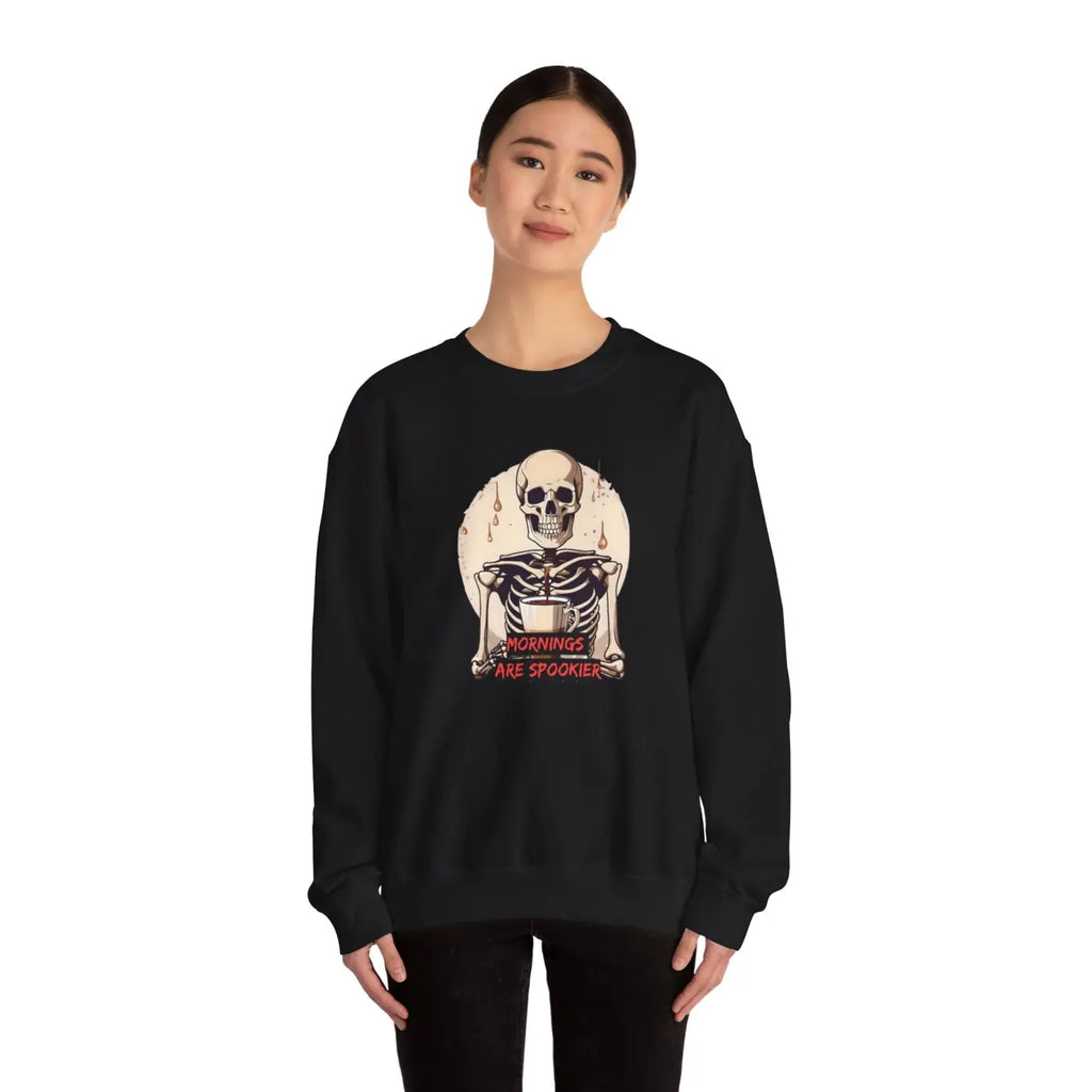 Skeleton Coffee Crewneck Sweatshirt - Spooky Mornings - DipaliZ
