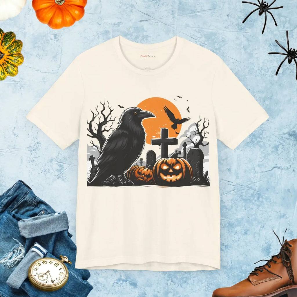 Unisex Jersey Tee - Jack O Lantern Spooky Style Halloween - DipaliZ