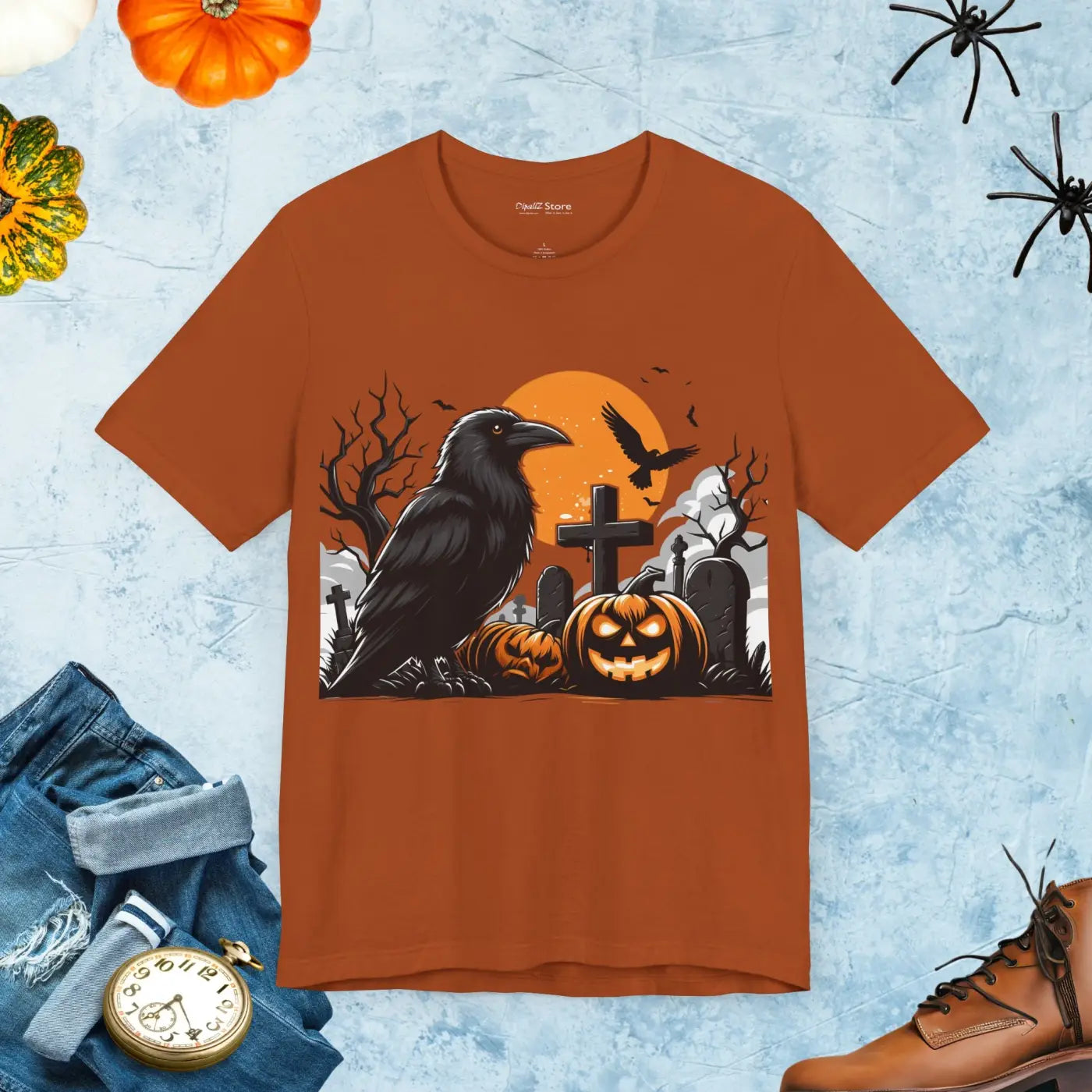 Unisex Jersey Tee - Jack O Lantern Spooky Style Halloween - DipaliZ