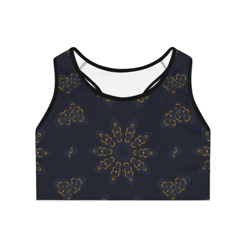 Stylish Sports Bra - Mandala Pattern Navy Blue - DipaliZ