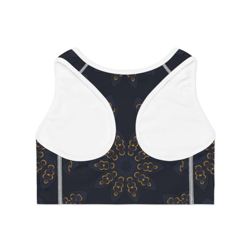 Stylish Sports Bra - Mandala Pattern Navy Blue - DipaliZ