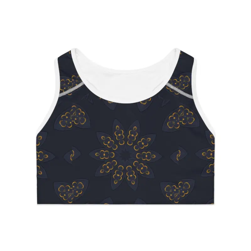 Stylish Sports Bra - Mandala Pattern Navy Blue - DipaliZ