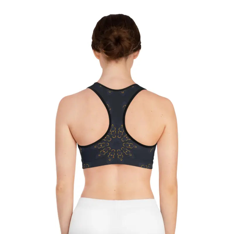 Stylish Sports Bra - Mandala Pattern Navy Blue - DipaliZ