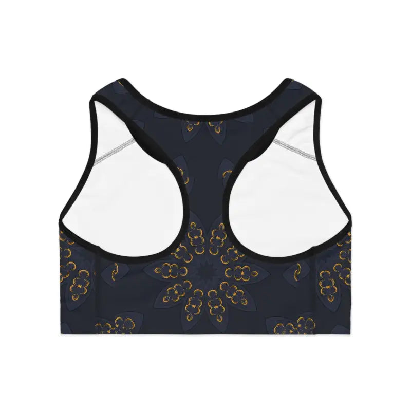 Stylish Sports Bra - Mandala Pattern Navy Blue - DipaliZ