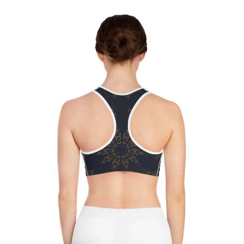Stylish Sports Bra - Mandala Pattern Navy Blue - DipaliZ