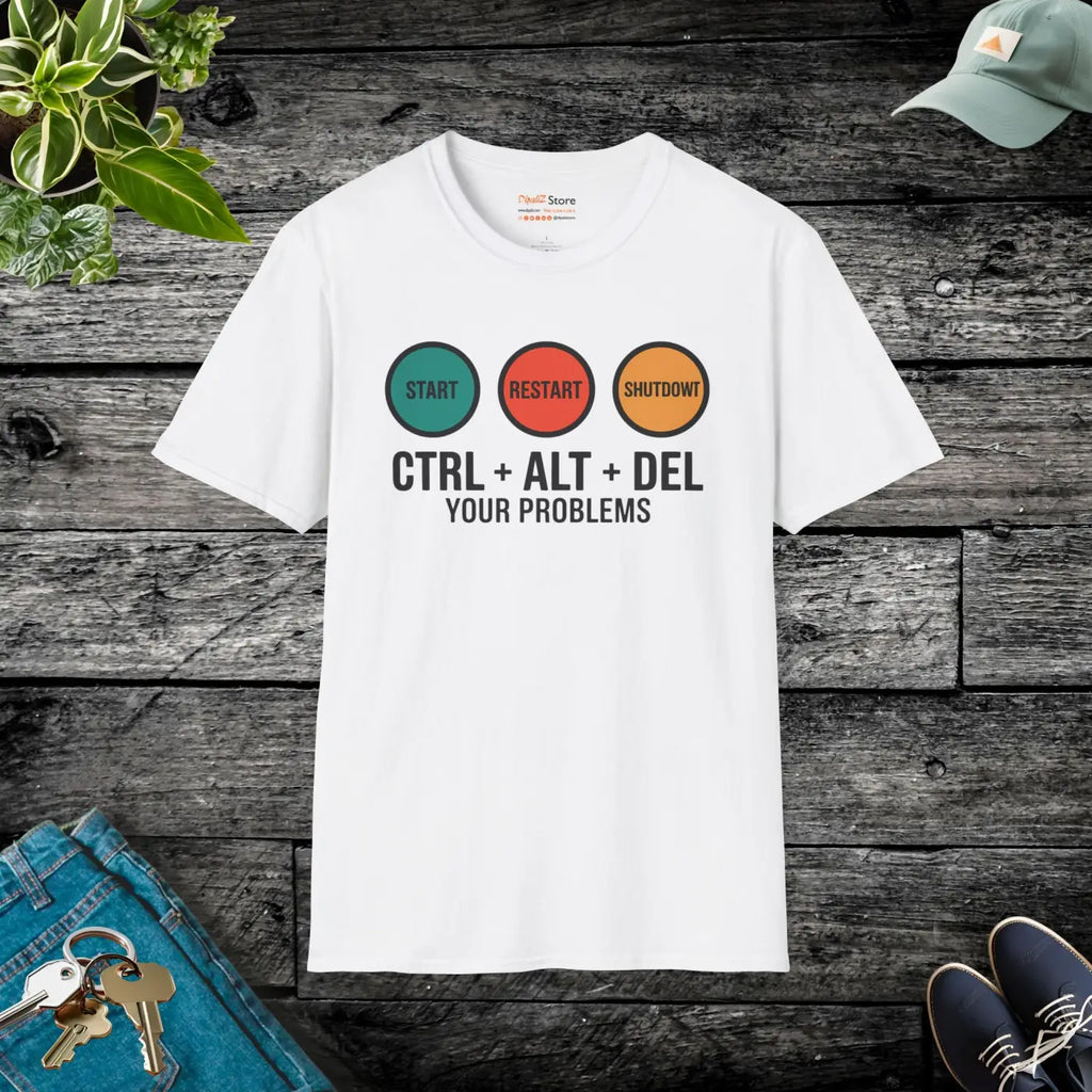 Sleek Unisex Softstyle Tee - Ctrl Alt Del Design - DipaliZ