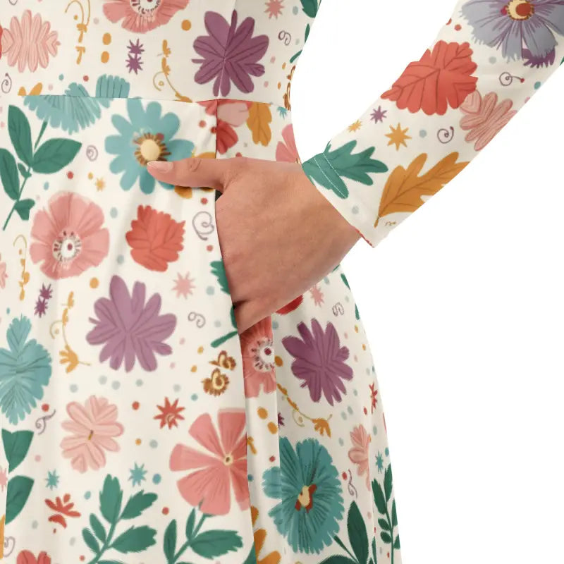 Long Sleeve Midi Dress - Polyester Spandex Curve Fit - DipaliZ