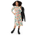 Long Sleeve Midi Dress - Polyester Spandex Curve Fit - DipaliZ