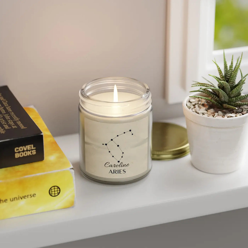 Aries Zodiac Candle - Coconut Apricot Wax Fire Sign - DipaliZ
