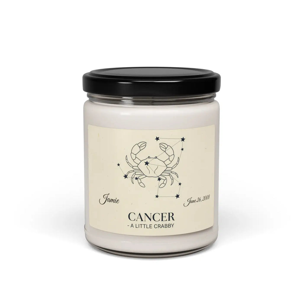 Personalized Cancer Zodiac Candle - Hand-Poured 9oz Soy - DipaliZ