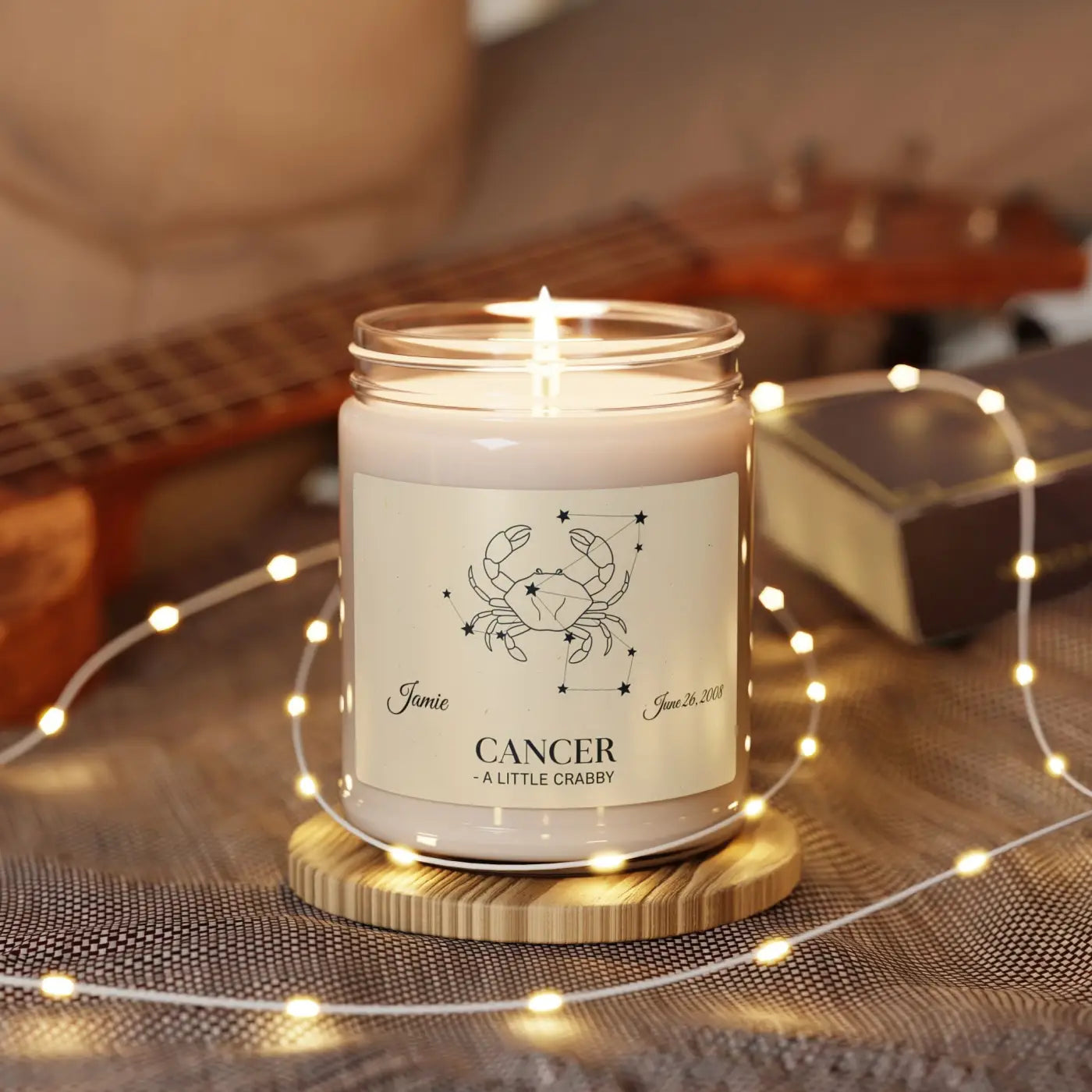 Personalized Cancer Zodiac Candle - Hand-Poured 9oz Soy - DipaliZ
