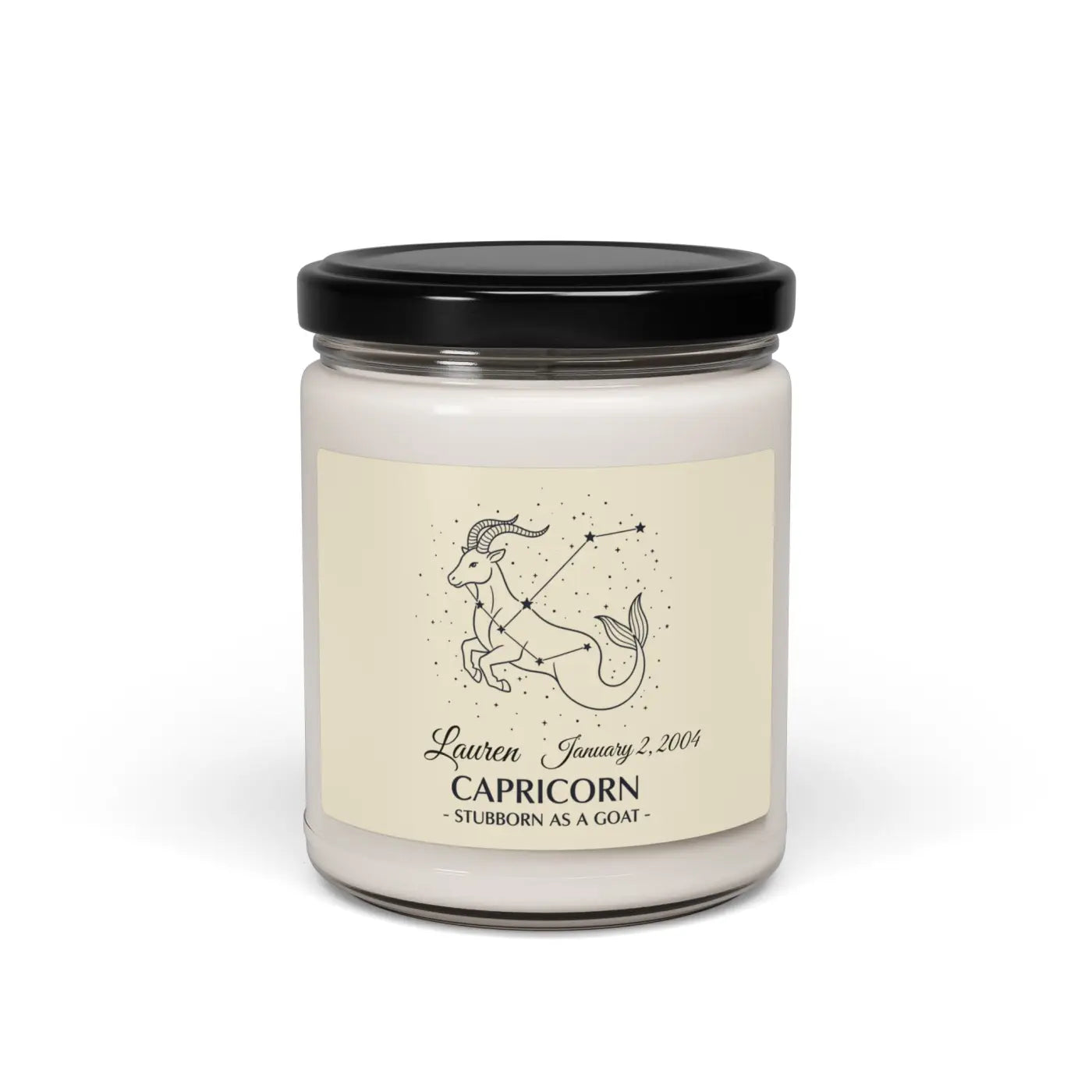 Personalized Capricorn Zodiac Soy Candle - Cinnamon Scent - DipaliZ