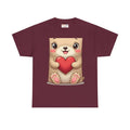 Adorable Unisex Heavy Cotton Tee - Bear and Heart Design - DipaliZ